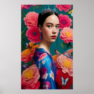 Prinzessin mit blauem Tiara Poster