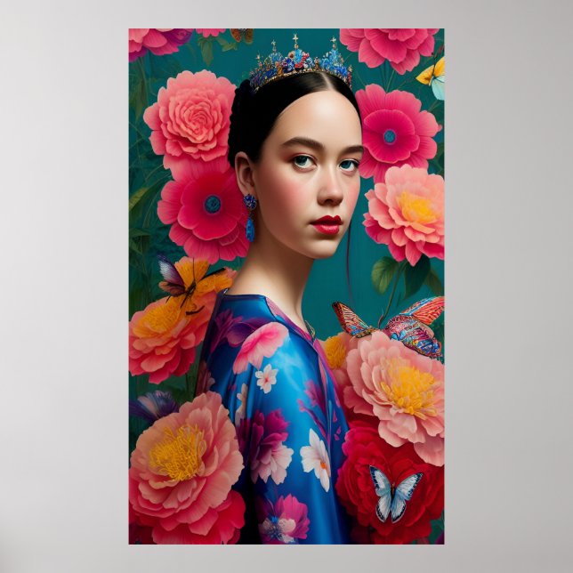 Prinzessin mit blauem Tiara Poster (Vorne)