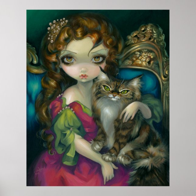 Prinzessin mit einem Maine Coon Cat ART PRINT Roko Poster (Vorne)