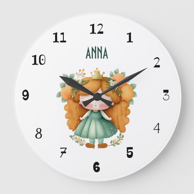 Prinzessin mit Orangen und Blume Große Wanduhr (Vorderseite)