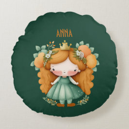 Prinzessin mit Orangen und Blume Rundes Kissen