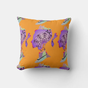 Prinzessin mit Pferdeschwanz Orange Kissen