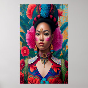 Prinzessin mit rosa Blume Poster