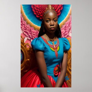 Prinzessin mit rosa und blauen Kleidern Poster
