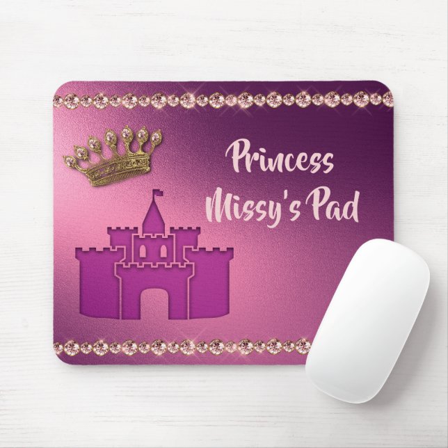 Prinzessin mit Schloss, Kronen und Juwelen Persönl Mousepad (Mit Mouse)
