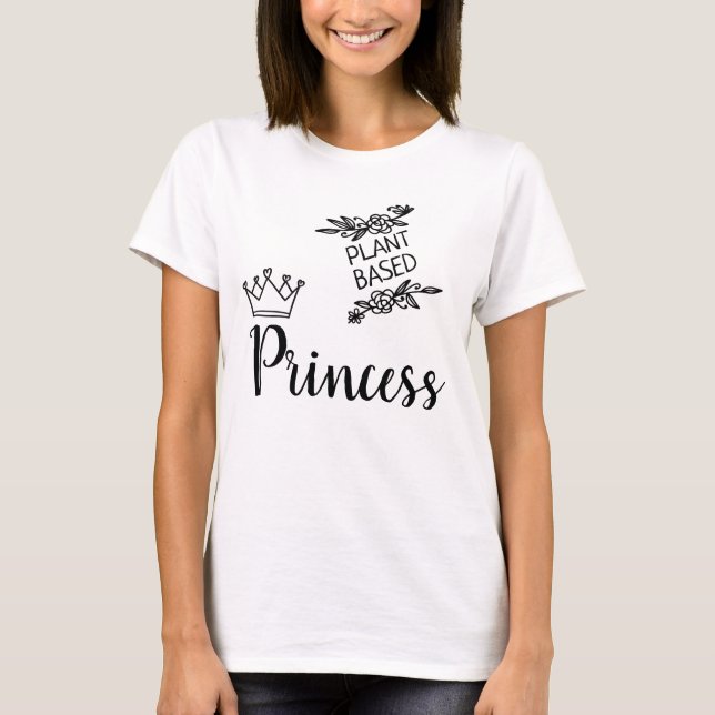 Prinzessin mit veganer Blüte auf Pflanze mit Krone T-Shirt (Vorderseite)