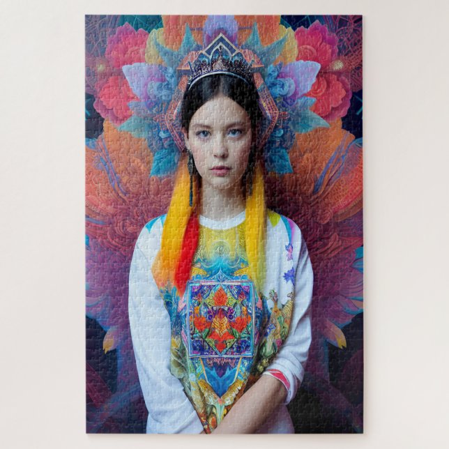 Prinzessin mit weißem Pullover Puzzle (Vertikal)