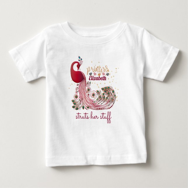 Prinzessin (NAME) Pfauenstruts Ihr Stuff - Dusche Baby T-shirt (Vorderseite)