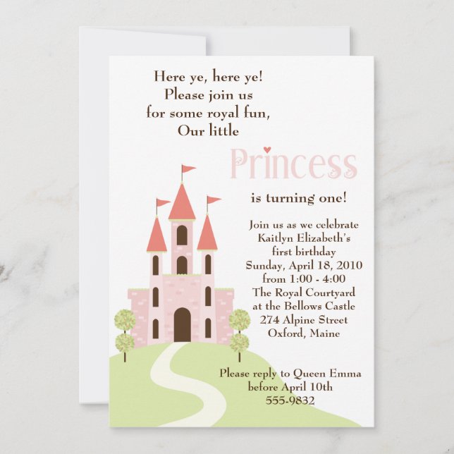 Prinzessin Party Birthday Invitation Einladung (Vorderseite)