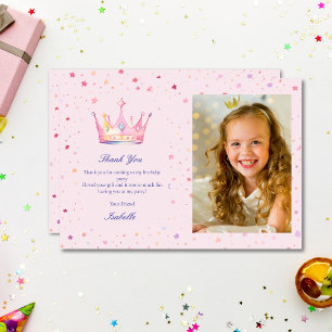 Prinzessin Pastell Rosa Mädchen Geburtstagsfeier F Dankeskarte