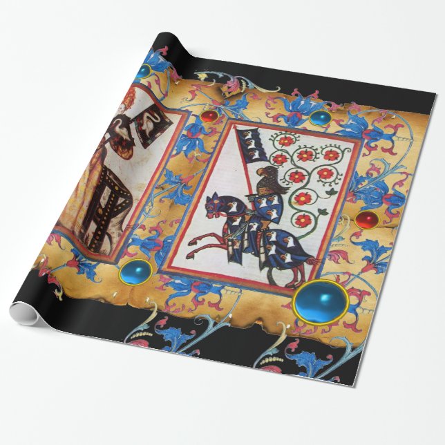 PRINZESSIN PENTHESILEA UND BLAUER RITTER ZU PFERD GESCHENKPAPIER (Ungerollt)