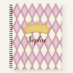 Prinzessin Personalisierter Name Rosa Diamant Karo Notizbuch