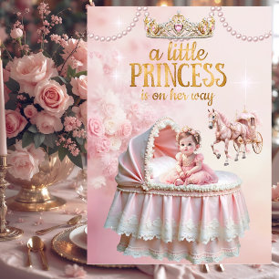 Prinzessin Pink Baby Shower Karosse Bettchen Einladung