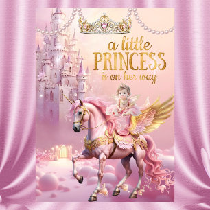 Prinzessin Pink Babyparty Einhorn Pferd Schloss Einladung
