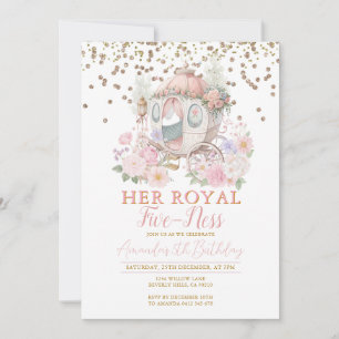 Prinzessin Pink Geburtstagsröte Blumenkarosse Einladung