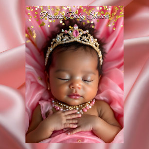 Prinzessin Pink Gold Baby Girl Shower Ethnische Ti Einladung