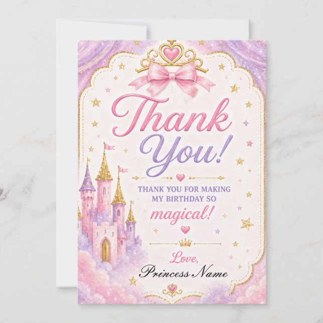 Prinzessin Pink Lavendel  Dankeskarte (Vorderseite)