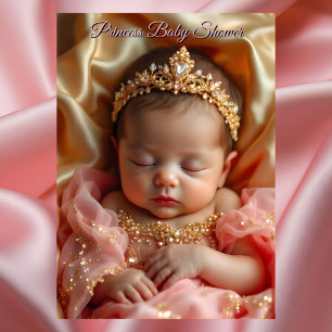 Prinzessin Pink Mädchen Baby Shower Gold Juwel Tia Einladung