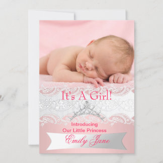 Prinzessin Pink Neue Babymädchen-Ankündigung Foto Ankündigung