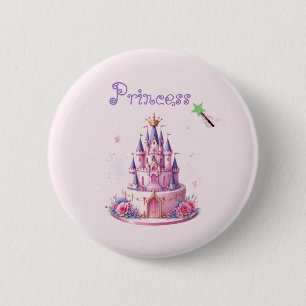 Prinzessin Pink Schloss Torte und Zauberstab Button