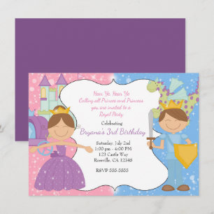 Prinzessin & Prinz Schloss Königliche Party-Einlad Einladung