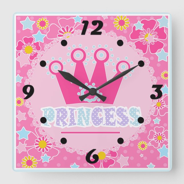 Prinzessin. Quadratische Wanduhr (Vorderseite)