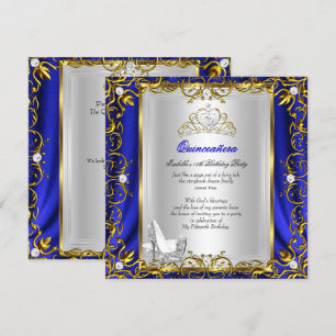 Prinzessin Quinceanera 15. Geburtstag Blau Königli Einladung