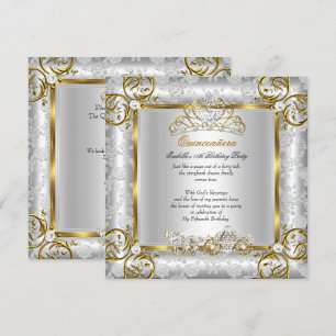 Prinzessin Quinceanera 15. Geburtstag Gold Silber Einladung