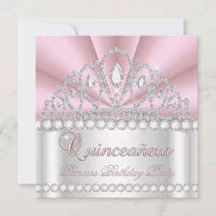 Prinzessin Quinceanera 15. Rosa Weiße Diamant-Edel Einladung