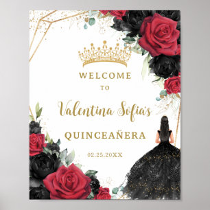 Prinzessin Quinceañera aus Schwarz und Rot Poster