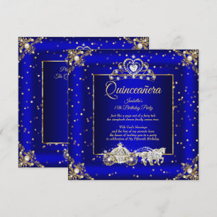 Prinzessin Quinceanera Elite Royal Blau Gold Glitz Einladung