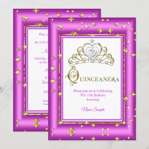Prinzessin Quinceanera Gold Lila Rosa Geburtstag Einladung