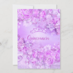 Prinzessin Quinceanera lila rosa Blumen-Diadem Einladung