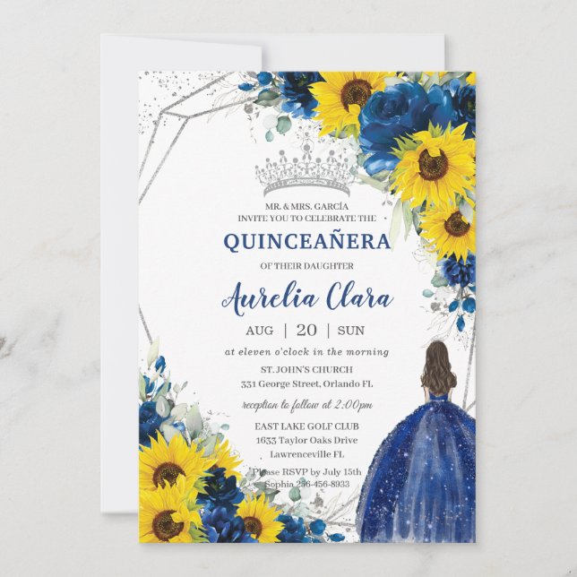 Prinzessin Quinceañera, Prinzessin von Royal Blue  Einladung (Vorderseite)