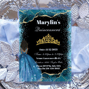 Prinzessin Quinceañera Tiara Magic Turquoise Glitz Einladung