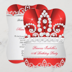 Prinzessin Red Diamond Tiara Geburtstagsfeier Einladung