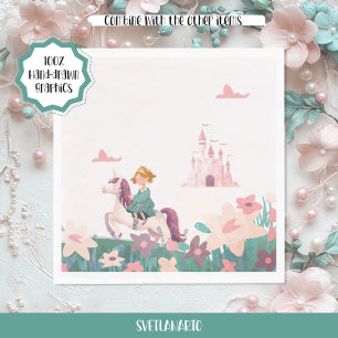 Prinzessin reitet auf Einhorn-Papier-Servietten Serviette