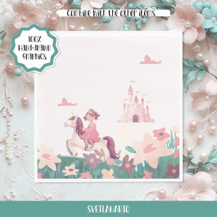 Prinzessin reitet auf Einhorn-Papier-Servietten Serviette
