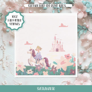 Prinzessin reitet auf Einhorn-Papier-Servietten Serviette