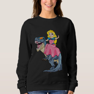 Prinzessin Reitet Dinosaurier-Shirt Süßer T-Rex Di Sweatshirt
