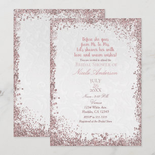Prinzessin Rosa Glitter Weiß Damast Brautparty Einladung