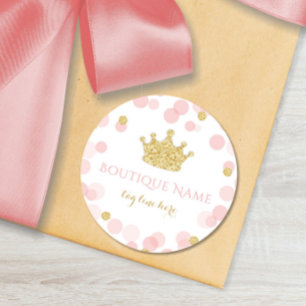 Prinzessin Rosa & Gold Glitzer Punkte Runder Aufkleber