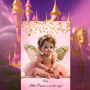Prinzessin Rosa Gold Schmetterling süße Babyparty Einladung