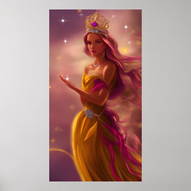 Prinzessin Rosa Gold Tiara Märchenfunkel Poster (Vorne)