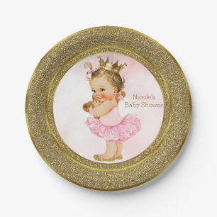 Prinzessin Rosa Gold Vintage-Baby-Mädchen-Party Pappteller