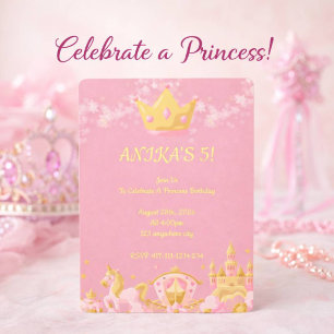Prinzessin rosa Mädchen Geburtstagseinladung  Save The Date