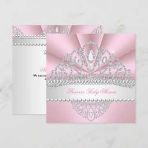 Prinzessin rosa Perlen Diamant Tiara Baby Shower Einladung
