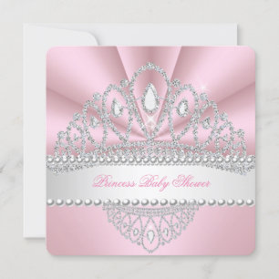 Prinzessin Rosa Perlen Diamant Tiara Baby Shower Einladung