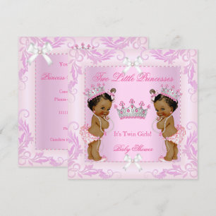 Prinzessin Rosa Perlen Zwillings-Baby-Shower-Tiara Einladung