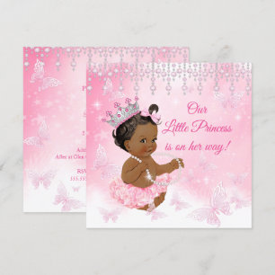 Prinzessin Rosa Schmetterling Baby Shower Ethnisch Einladung
